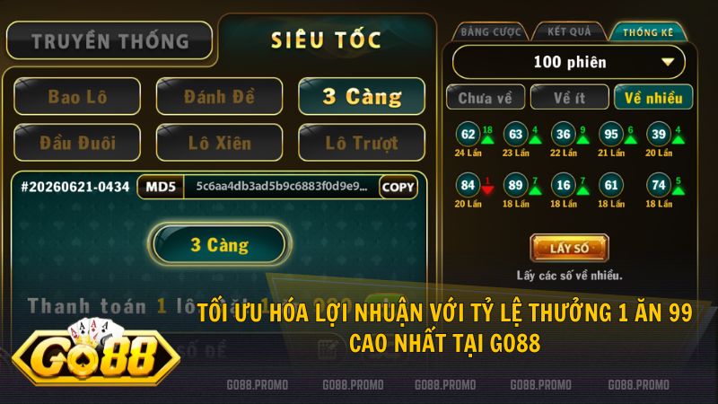Lựa chọn các mốc thời gian từ 1 giây đến 5 phút để săn thưởng Go88